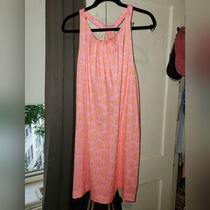 XL Vineyard Vines Performance Pink Dress Fish Print